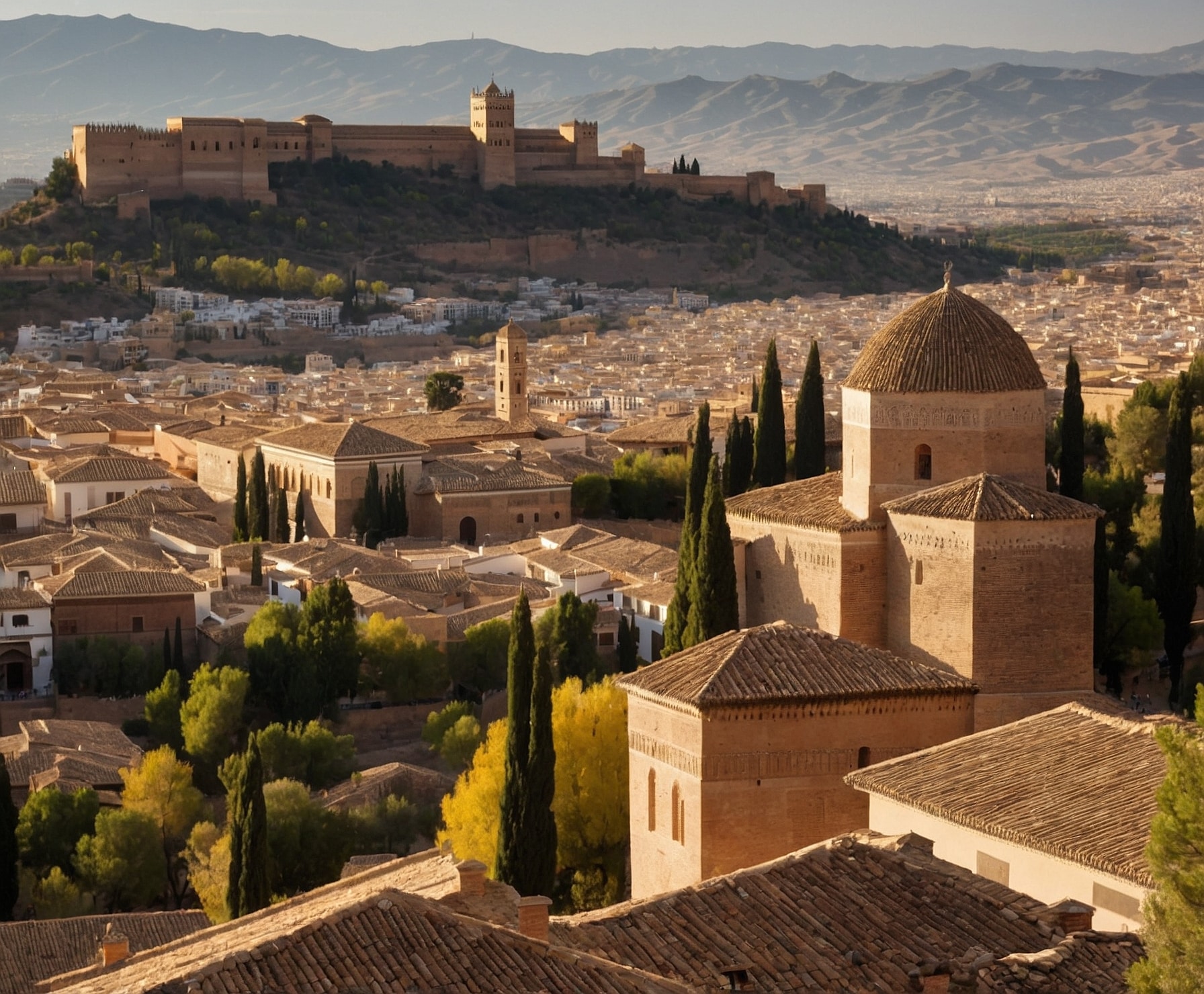 Vista panorámica de la Alhambra en Granada